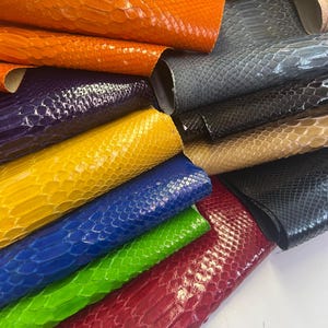 Python Snakeskin Leather Skins- Leather Exotic for Handbags- leather Skins for bracelets- leather hides- Leather for accessories