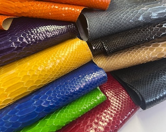 Python Snakeskin Leather Skins- Leather Exotic for Handbags- leather Skins for bracelets- leather hides- Leather for accessories