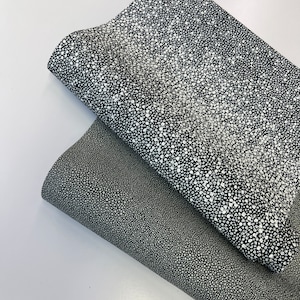 LEATHER 12&quot;x24&quot; Black White Splatter Print Black Suede, Cream Black Stingray Print Black Suede, Thickness 1.4-1.7mm/3.5-4.25oz