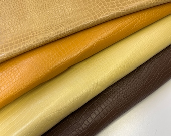 CROCODILE LEATHER/ Lambskin LEATHER Embossed Baby Croc, Choose Leather Sheets, full skins or ask for custom size, Thickness 2 oz -2.5 oz