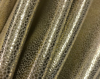 LEATHER NEW GOLD Stingray Printed Leather/ Metallic Bright Shiny Gold/Choose Size/ Leather Sheets for Leather Crafting Full Skins Available