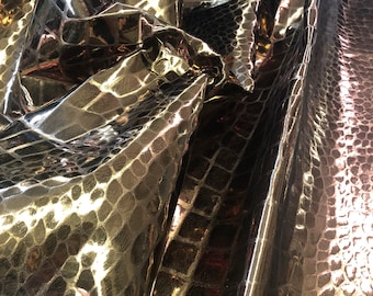 LEATHER GENUINE leather Crocodile Alligator embossed leather,Cowhide Real Leather sheets You Choose size or Buy full skin, Thickness 1.2mm
