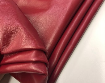 LEATHER SKINS/Dark RED Leather Skins/Fall Red Lambskin leather/ Buttery Soft Genuine Leather Skins Hides/ Supple Soft thickness 0.6 mm