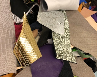 LEATHER SCRAP/LEATHER Scraps/Leather Remnant/Pieces of printed and embossed leathers/sold by pound/genuine leather scrap/real leather cuts