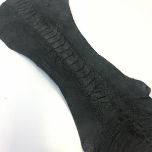 Ostrich Leg Matte Black Real Genuine Leather