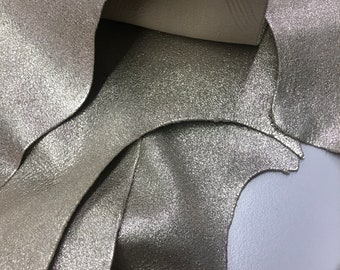 LEATHER CHAMPAGNE Kidskin Hide/Metallic Pale Gold Sparkle /Genuine Goatskin Leather Hide/Thickness 0.9 mm/Leather Skins Shop