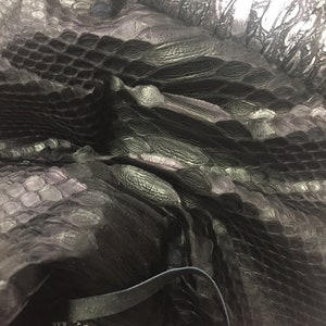 Black Matte Python Skin LEATHER SUEDE, SKINS, pythonskin, snakeskin, leatherskin, genuine Python skin, leather for crafting, hide, leathers