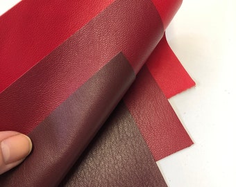 Leather Red 6"x6" Lambskin Leather, Fire Red Soft Leather, Dark Red Leather, Wine Leather, Thickness 0.6-0.8mm LeatherSkinsShop