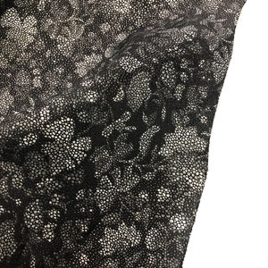 LEATHER 12&quot;x24&quot; BLACK White Floral Suede/Shiny Black Suede/real leather/handbag leather hide/ thickness 1.4-1.6mm/Leather Skins Shop