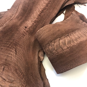 Ostrich Leg Matte Reddish Brown Real Genuine Leather