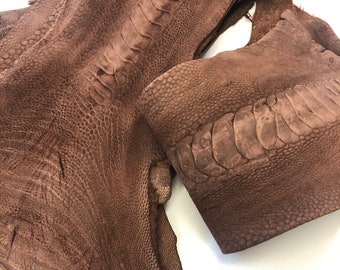 Ostrich Leg Matte Reddish Brown Real Genuine Leather