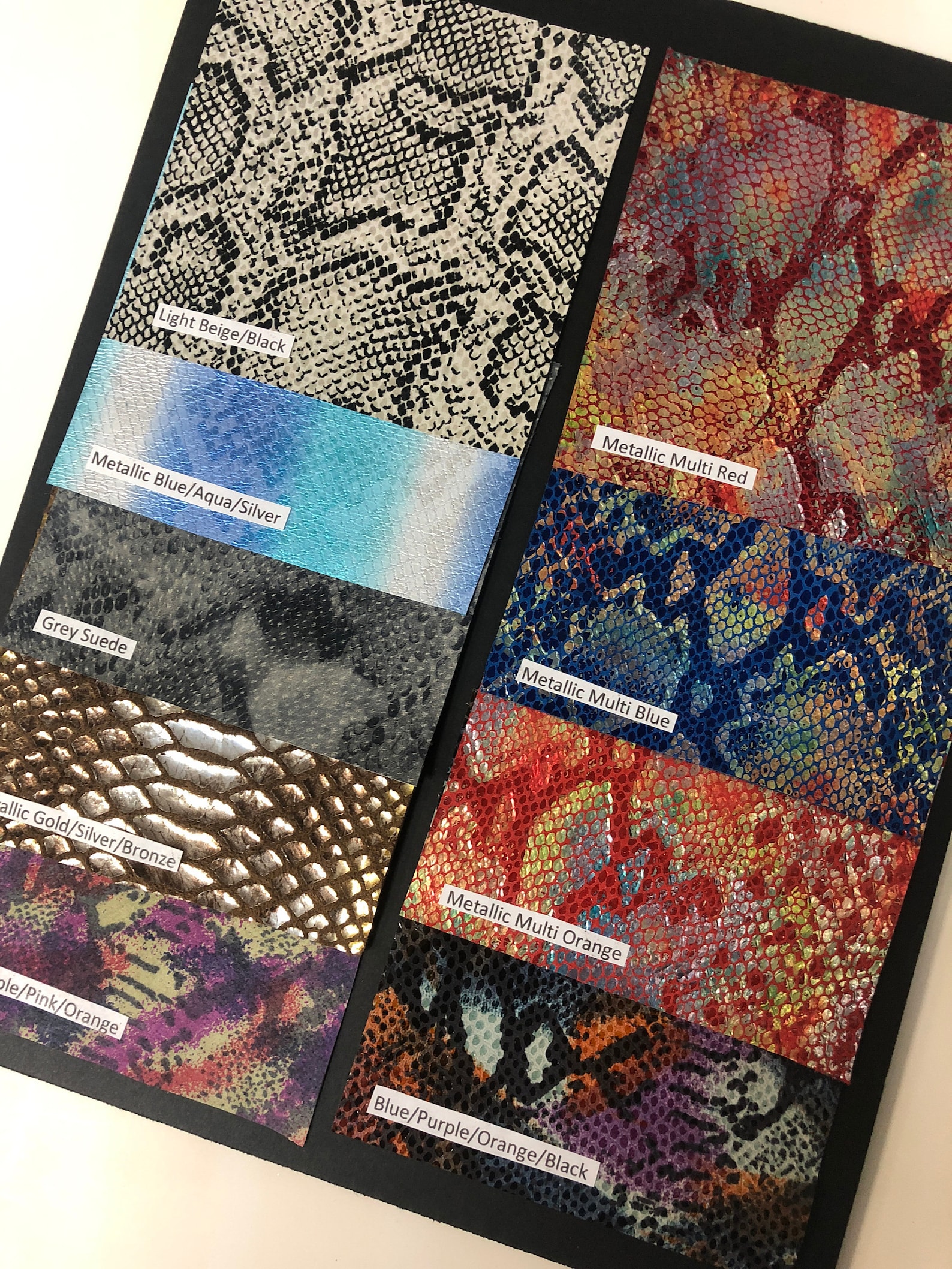 PYTHON PRINT GENUINE Leather Multi Metallic in Red, Blue, Orange ...