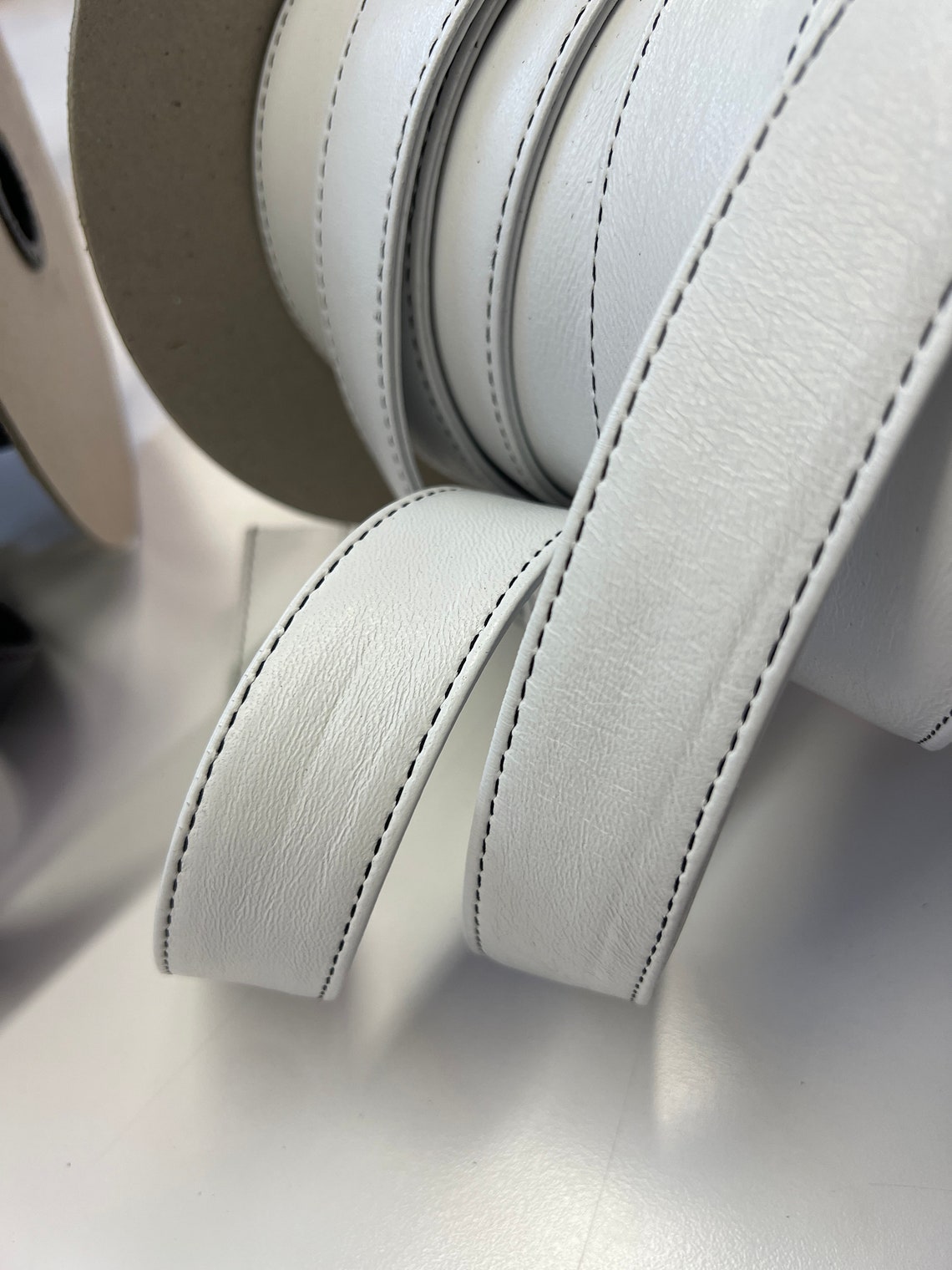LEATHER STRAP Leather TRIM, 1 1/4” Stitched Leather, Genuine Lambskin ...