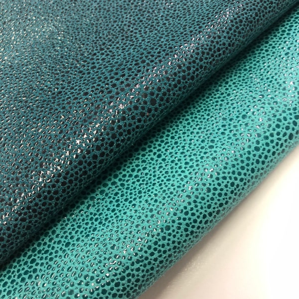 LEATHER  Stingray TEAL Light and Dark Printed Calfskin Leather/Choose Size/Leather Sheets Leather Craft/Thickness 1.7mm/LeatherSkinsShop