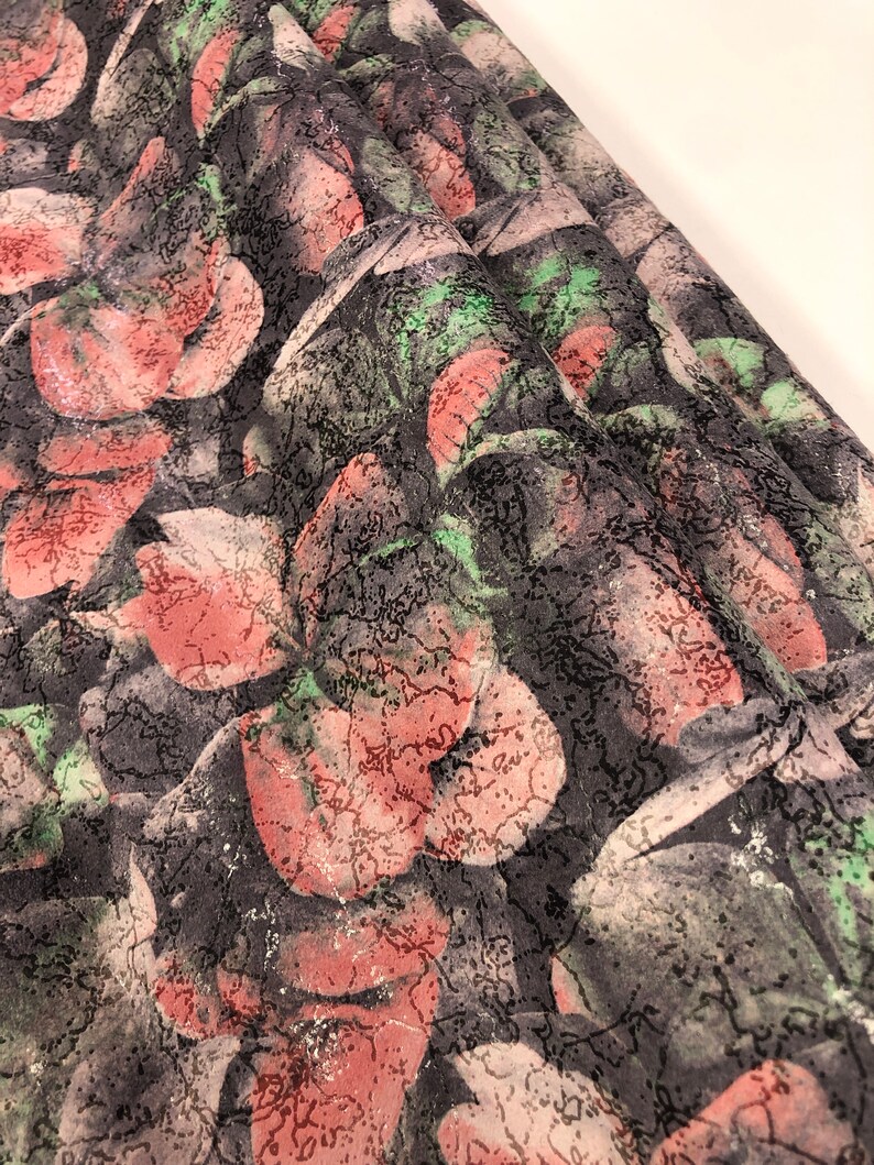 Flower Print GENUINE SUEDE Pink Green Grey Lambskin SuedeSoft Lightweight Suede SkinsPrint leather sheetscrafting skinthickness 0.4-.5mm