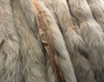 FOX HOOD TRIM, real fox fur trim for the hood of the jacket, 29-32 average ”length x 1.5” wide with a tape to sew for the hood of the jacket
