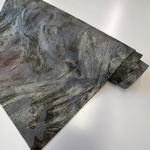NEW LEATHER 12&quot;x24&quot; Brown Marble look Snake Print Calfskin Skin /Genuine Calfskin Leather Hide/Thickness 1.3mm/ Leather skins