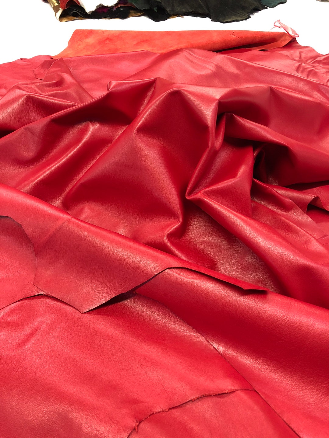 RED LEATHER Bright Red Lambskin/genuine Leathenappa Leathesupple
