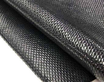 BLACK LEATHER Hide 5"x5" Black Shiny Snakeskin Calfskin Hide/real leather hide/Black leather sheet/thickness 1.4-1.6mm