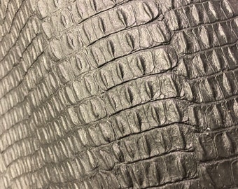 LEATHER 8"x10"CROCODILE Cowhide LEATHER/Black Embossed Hornback Croc/Leather Sheets/Full Skins Available Thickness 3.5 oz