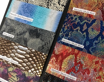 Python Print Genuine Leather Sheet, Multi-Metallic