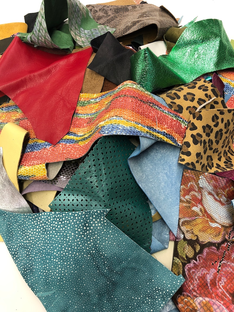 LEATHER SCRAPS Leather Remnants of Printed and Embossed Etsy
