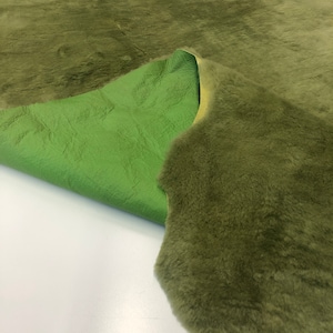 Green Natural Sheepskin Authentic Leather, Jade Green Shearling Hair Color, Neon Green Nappa Leather back, Hair on Sheepskin, Wool image 1