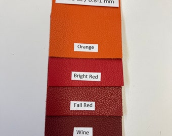 CRAFT leather- COWHIDE Leather- hobby leather pieces- scraps- 2-2.5oz/0.8-1 mm Leather Sheets/ 8"x10" Leather Panels- CHOOSE from 27 colors