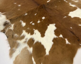 Dark Tan White  HAIR on CALF Calfskin Print/ Natural  Print on Hair On Calfskin