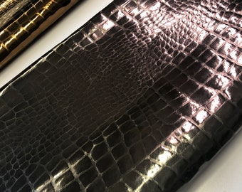LEATHER GENUINE leather Crocodile Alligator embossed leather,Cowhide Real Leather sheets You Choose size or Buy full skin, Thickness 1.2mm