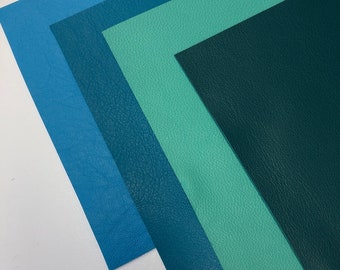 LEATHER Blue Green Colors 5"x5" Turquoise Green LEATHER, Aqua leather Sheet, Teal Green Leather Skins/Dark Turquoise Lambskin leather/LSS-21