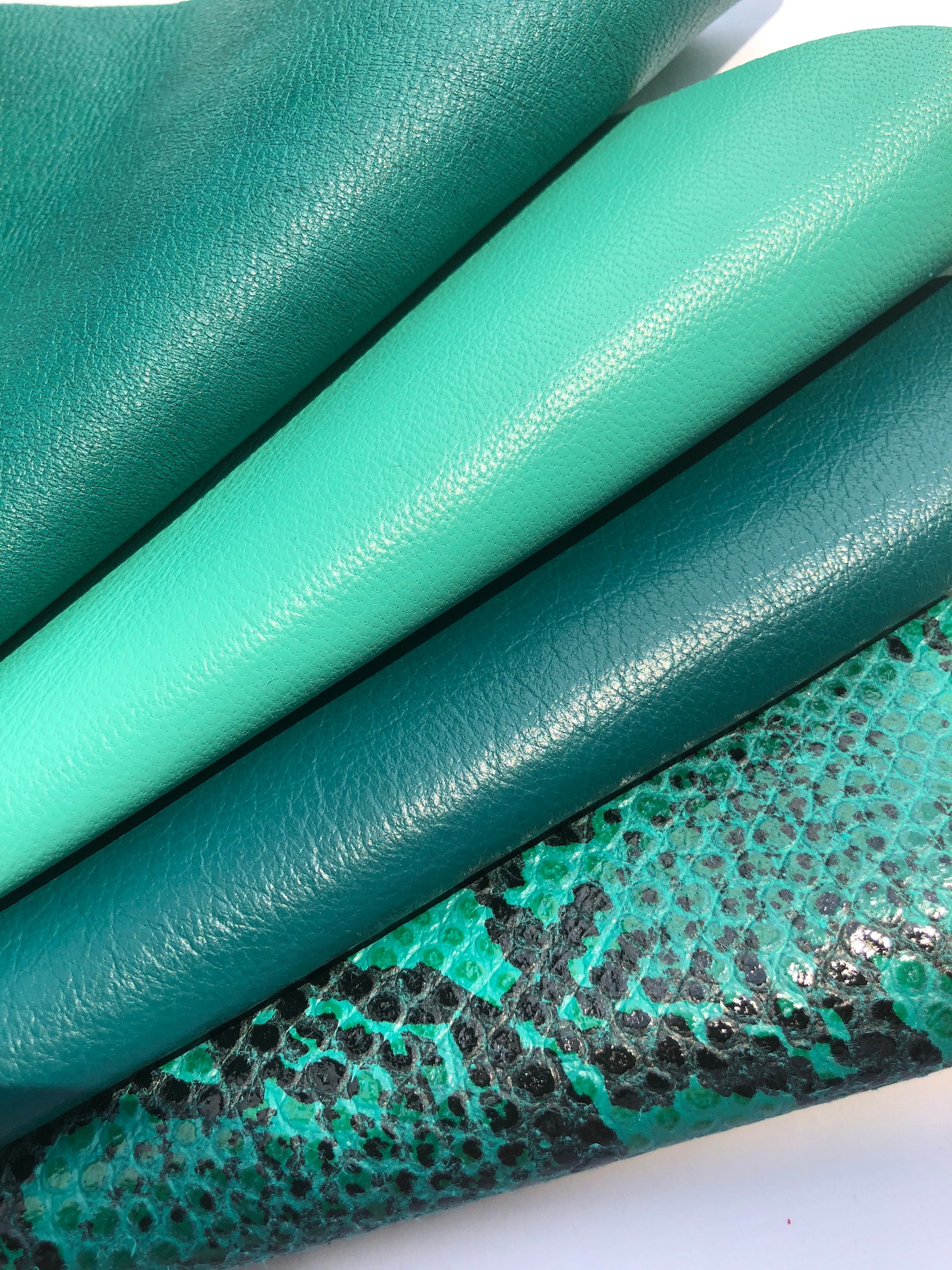 LEATHER Genuine Leather Set of 4 AQUA TEAL Sheets Choose Your Etsy