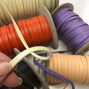LEATHER 1/4” Tape Double Fold/Sold by the Yard/Genuine Leather Strips/Real Leather/Folded Leather/cut strips/Lace Leather/