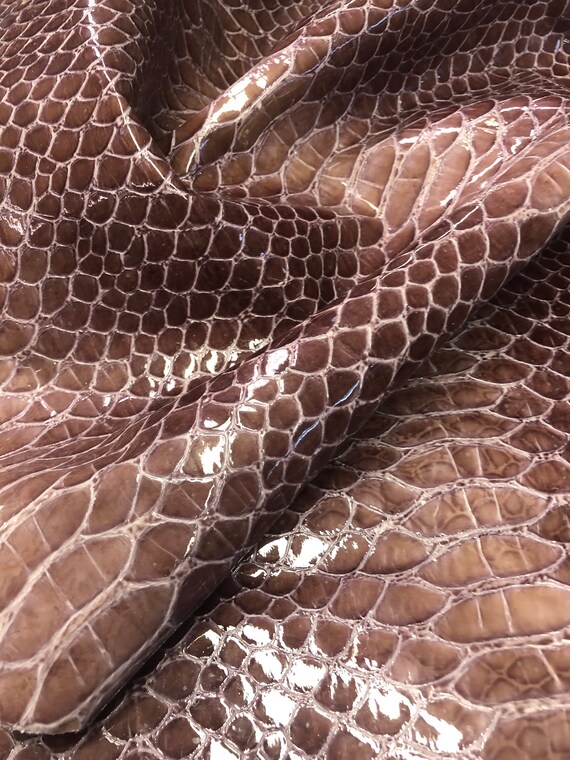 LEATHER Snake 7x7 MAUVE PATENT Python Cowhide | Etsy