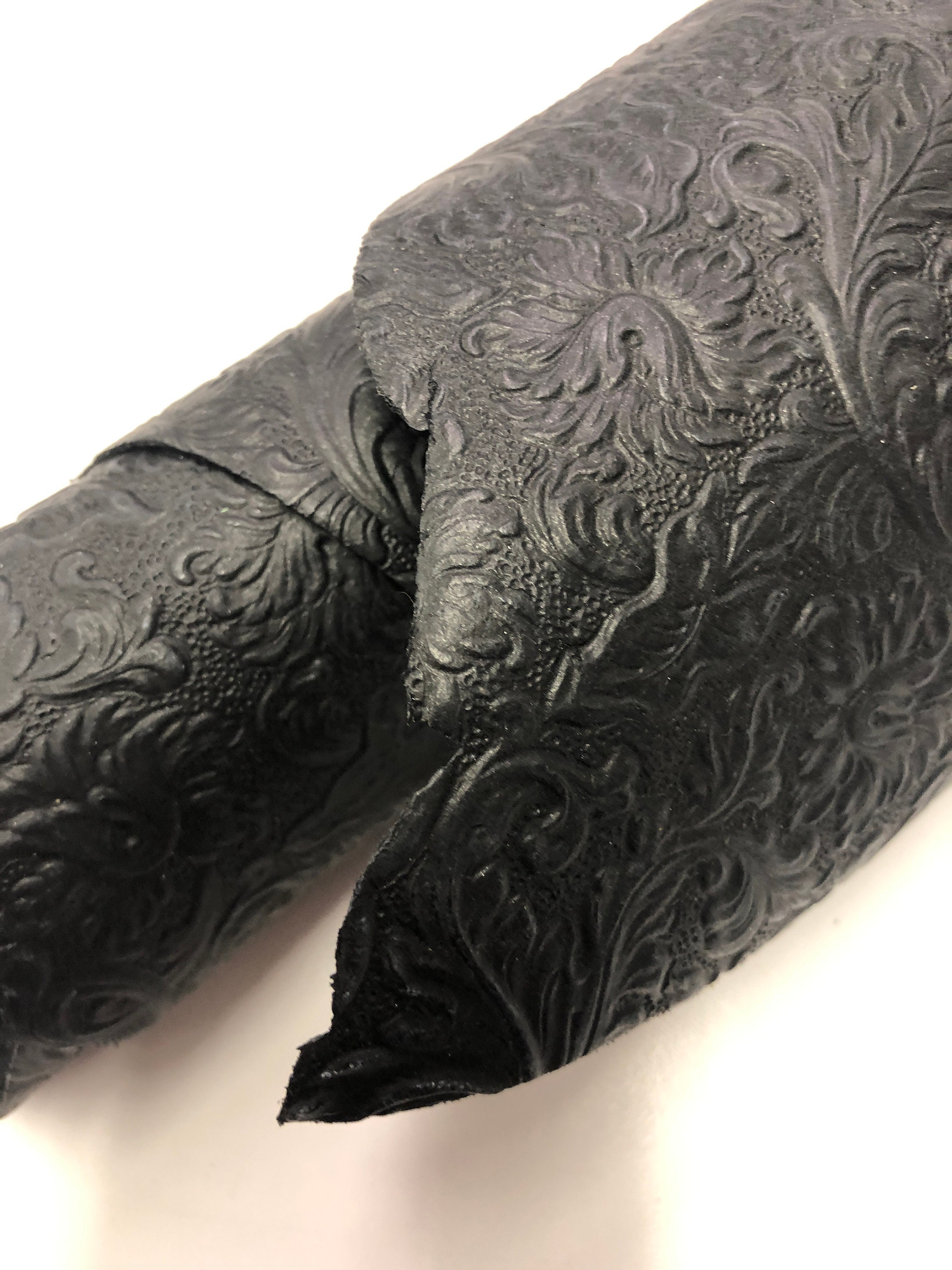 EMBOSSED LEATHER SHEETS Trim Leather With Acanthus Pattern Etsy