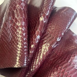 Wine Python Snakeskin Leather Skins- Leather Exotic for Handbags- leather Skins for bracelets- leather hides- Leather for accessories