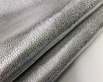 LEATHER 8"x10" NEW SILVER Stingray Print Leather/Metallic Shiny Gold/Leather Sheets for Leather Crafting/Thickness 1.2mm/Leather Skins Shop