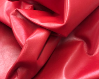 Red Lambskin Leather Sheet: Soft Genuine Leather Hides (0.6mm-0.8mm)