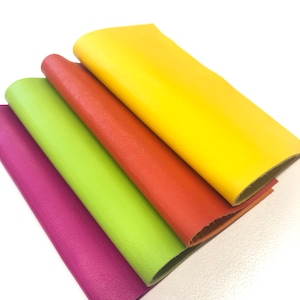 LEATHER Bright Colors Bright Pink, Bright Green, Orange, Yellow finest quality Leather SHEETS, thickness .06mm, LeatherSkinsShop