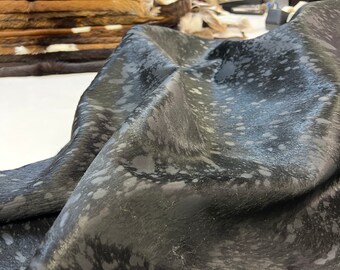 HAIR on CALF Calfskin Black Burned out Print/ Natural  Print on Hair On Calfskin