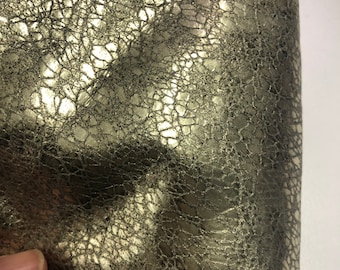 LEATHER 8"x10" Antique Gold LEATHER SUEDE/ Pewter Pigskin Genuine Leather Hide/Thickness 0.9mm/Leather Skins Shop