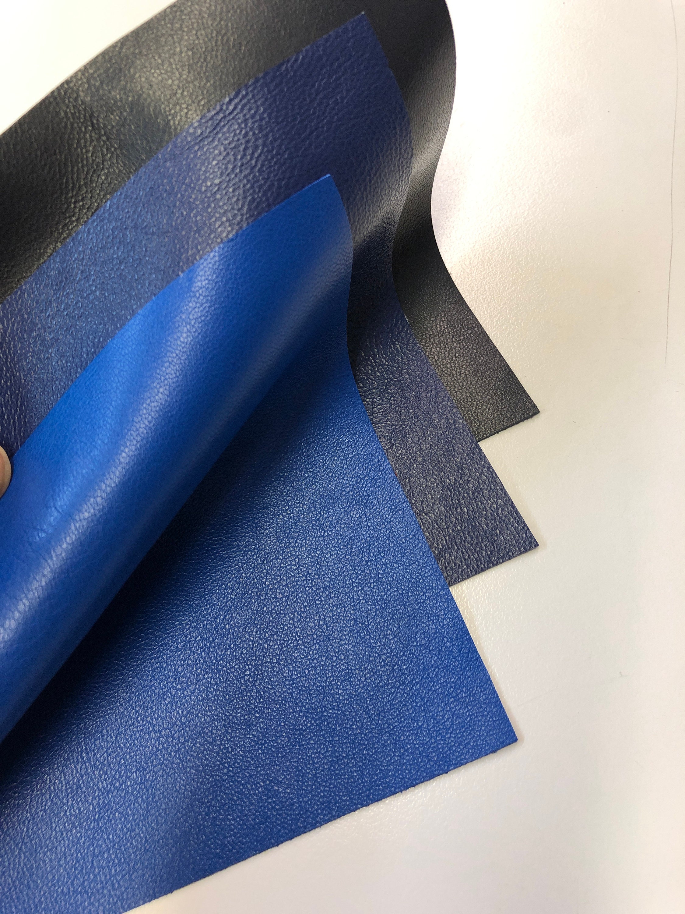 Blue leather on sale