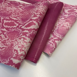 NEW LEATHER 12&quot;x24&quot; Hot Pink Python Print , Pink shiny Dots  Calfskin Skin /Genuine Calfskin Leather Hide/Thickness 1.2mm/ Leather skins