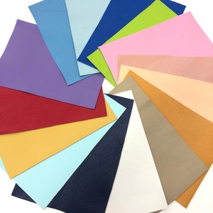 LEATHER MYSTERY SET, Real leather Scraps Starter Pack 15 pieces 5”x5” Assorted Colors  by LeatherSkinsShop