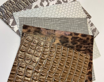 Natural Brown Shades Craft Leather Supply/ scraps crafting jewelry, scraps,texture leather small leather goods, average 6”x6”,6 pieces