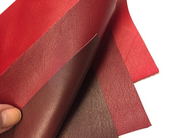 Leather Red 8"x10" Lambskin Leather, Fire Red Soft Leather, Dark Red Leather, Wine Leather, Thickness 0.8mm