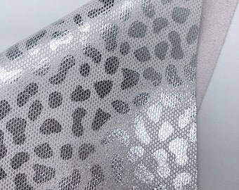 SUEDE LEATHER GENUINE Calfskin Suede WHite Silver Spots, real leather skin, genuine leather hide, Thickness 1.2-1.5mm