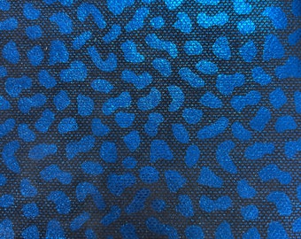 LEATHER 8”x8”, LEATHER SKINS, Metallic Blue Leopard Spots Calf Suede, Thickness 1.6mm/4oz