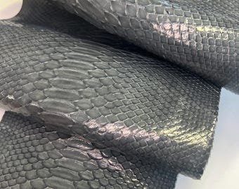 Gray Python Snakeskin Leather Skins- Leather Exotic for Handbags- leather Skins for bracelets- leather hides- Leather for accessories