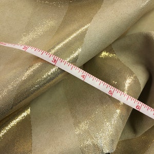 LEATHER 12&quot;x24&quot; GOLD Calfskin Suede SHIMMER Stripe on Beige Natural Color Suede, 1&quot; gold stripe, leather, choose your size or get whole hide